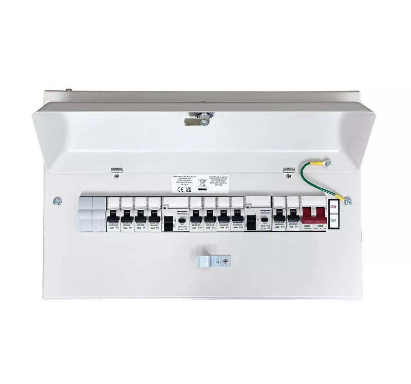 MK Honeywell 16 Way Populated Dual RCD Consumer Unit with 100 Amp Main Switch Fully Loaded - M16WSD2100RCD10MCB