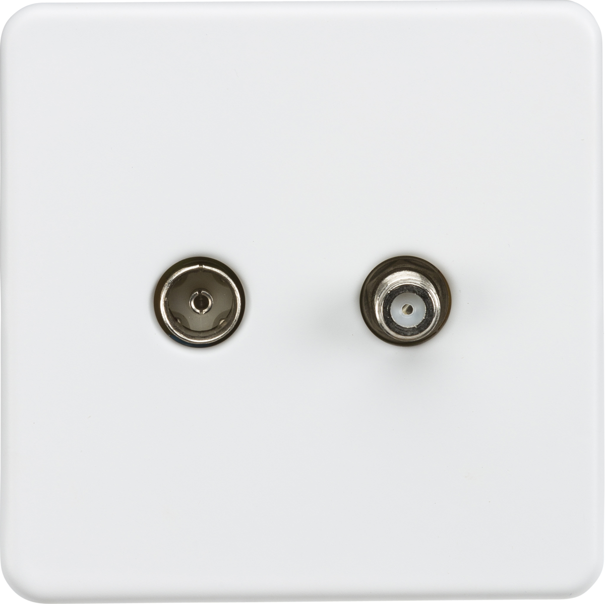 ML Knightsbridge Screwless 1 Gang TV and SAT TV outlet (isolated) - Matt White