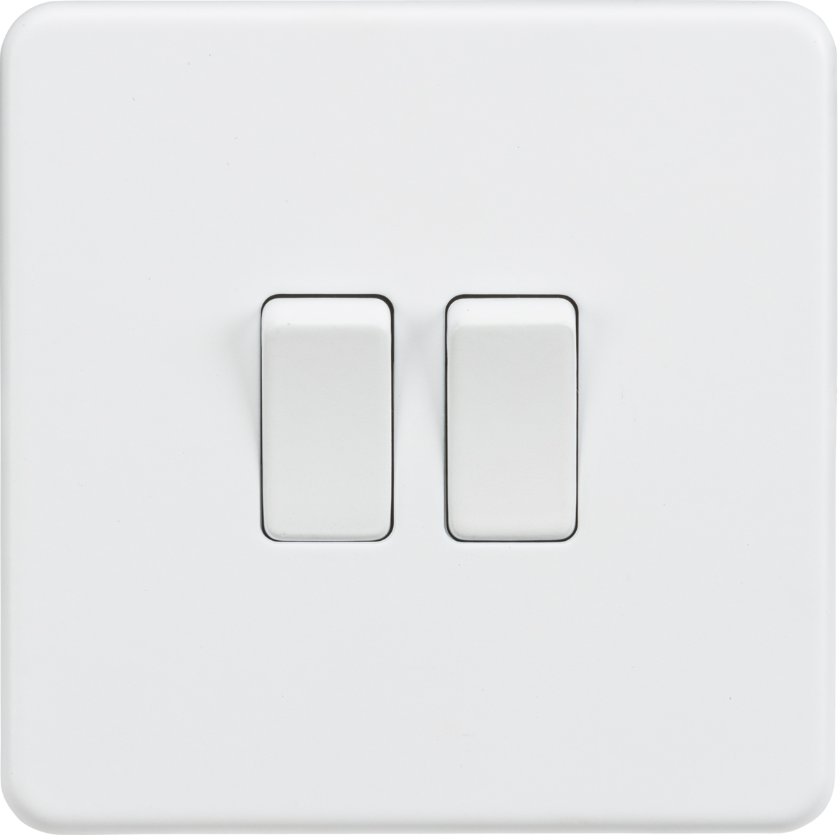 ML Knightsbridge Screwless 10AX 2 Gang 2-Way Switch - Matt White