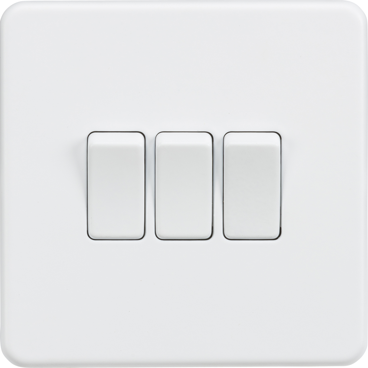 ML Knightsbridge Screwless 10AX 3 Gang 2-Way Light Switch - Matt White