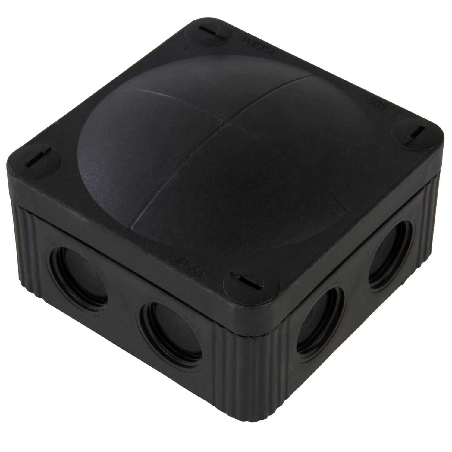 Wiska 308 Junction Box - IP66/67 - LS0H 85 x 85 x 51mm Black 32 Amp
