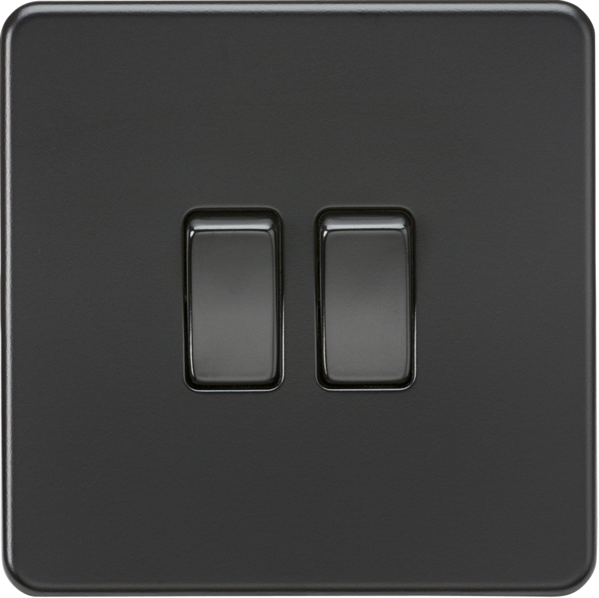 ML Knightsbridge Screwless 10AX 2 Gang 2-Way Light Switch - Matt Black