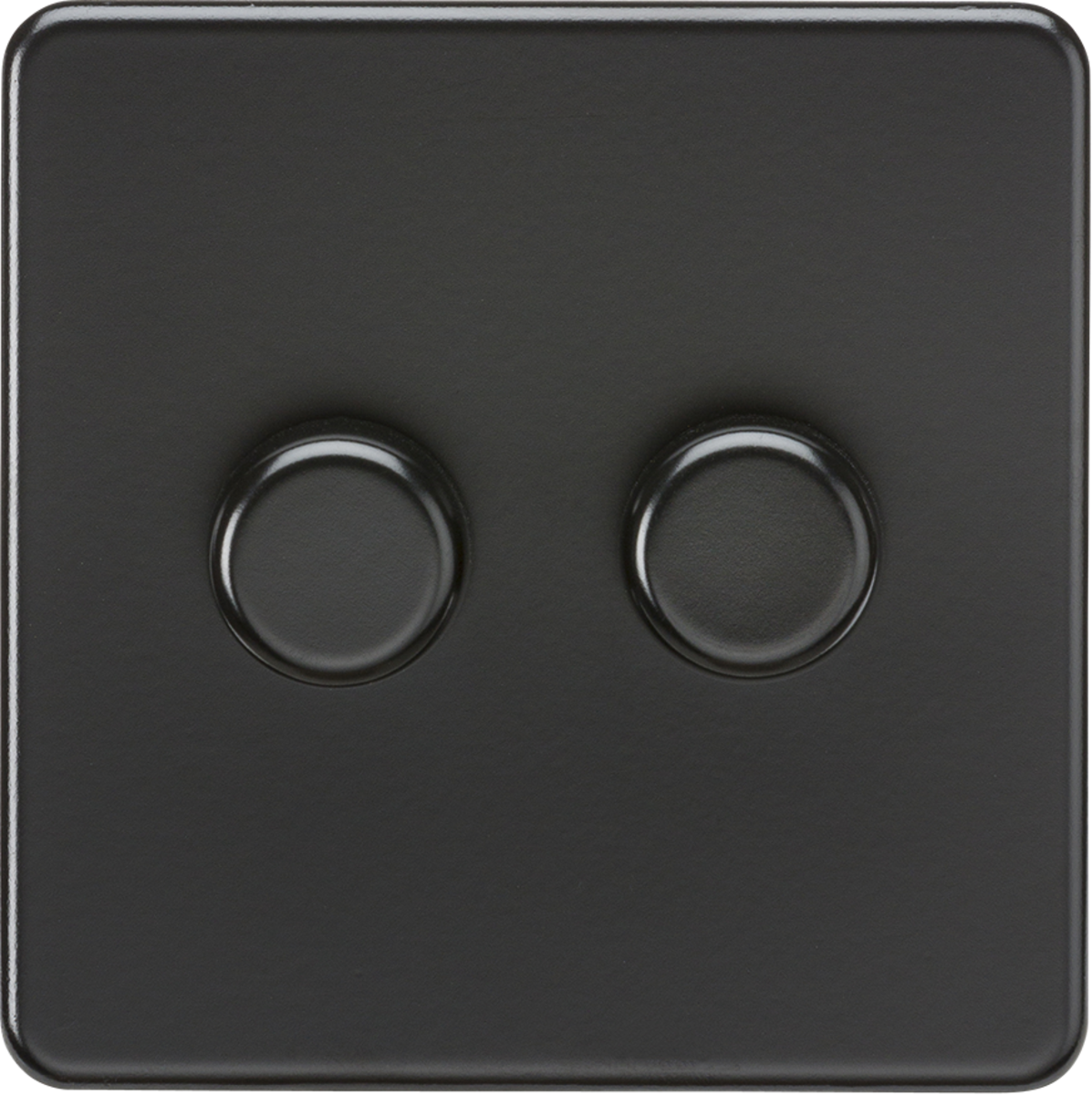ML Knightsbridge Screwless 2 Gang 2-way 10-200W (5-150W LED) Trailing Edge Dimmer - Matt Black