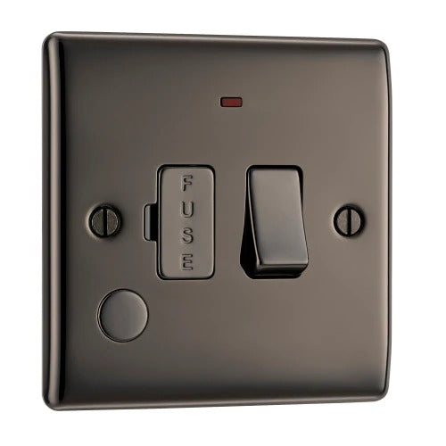 BG Nexus Metal Switched Fused Spur with Flex Outlet & Neon in Black Nickel - NBN53-01