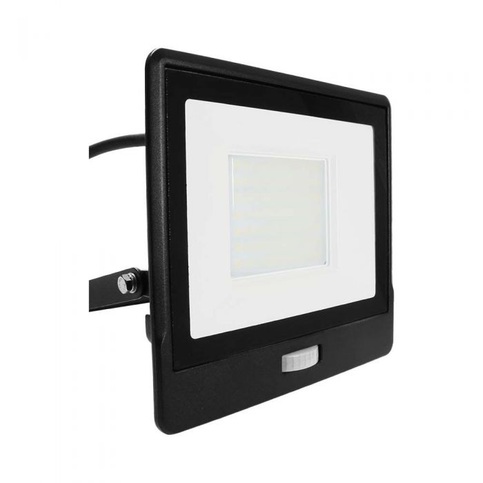 V-Tac 50W LED Floodlight Daylight PIR Samsung Chip 1M Cable 6500K- Black