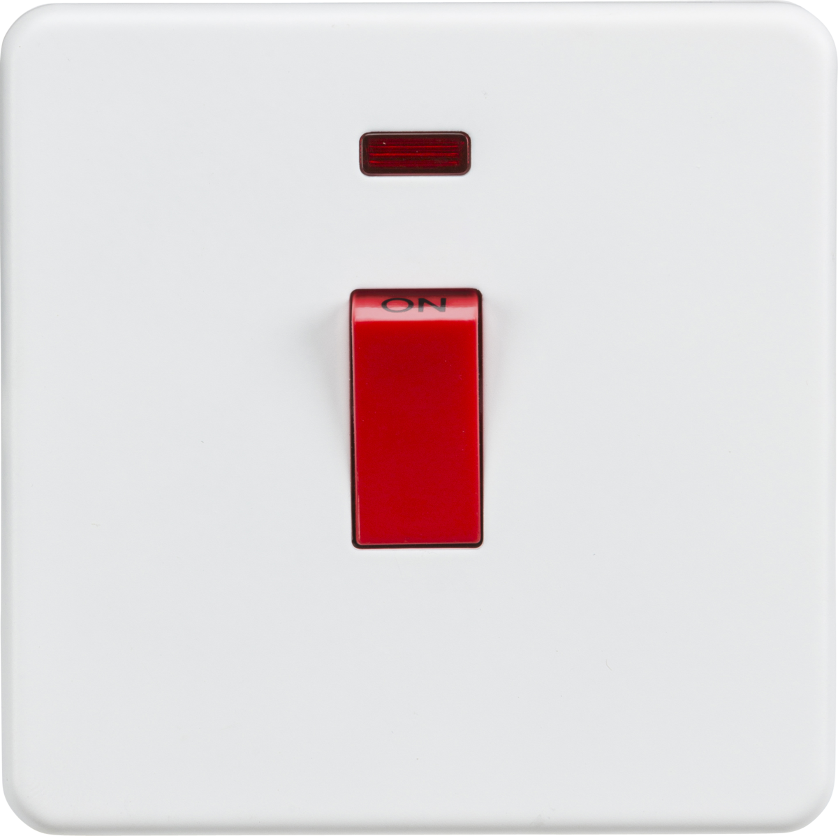 ML Knightsbridge Screwless 45A 1 Gang Double Pole Switch with Neon - Matt White