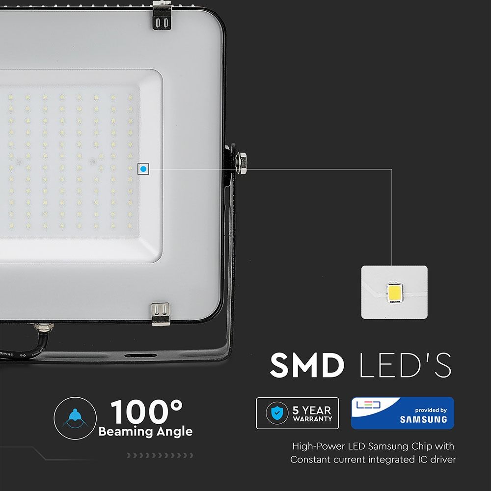 V-Tac 150W LED Floodlight Daylight Samsung Chip 6500K- Black