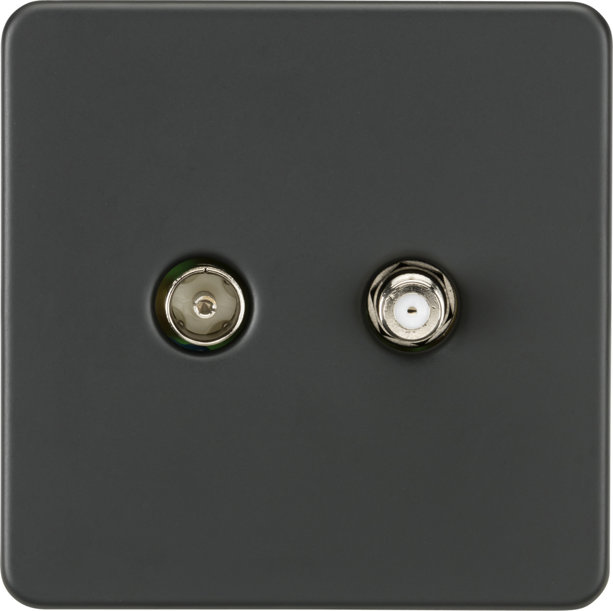 ML Knightsbridge Screwless 1 Gang TV and SAT TV Outlet (isolated) - Anthracite
