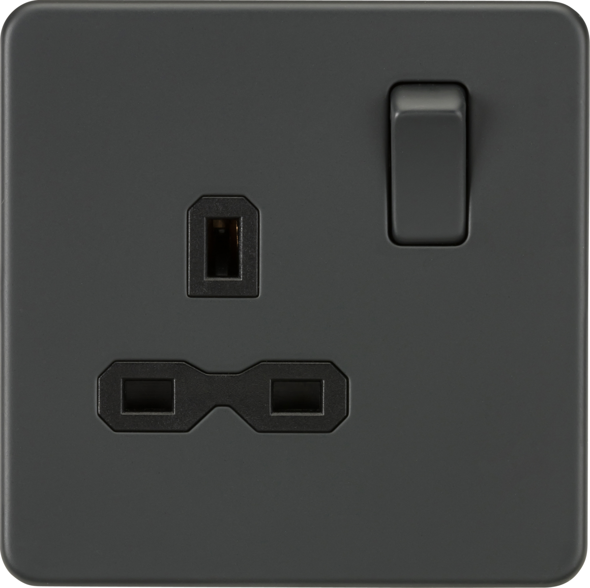 ML Knightsbridge Screwless Single Socket 13A 1 Gang Double Pole Switched - Anthracite