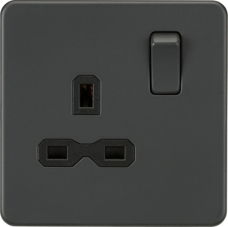 ML Knightsbridge Screwless Single Socket 13A 1 Gang Double Pole Switched - Anthracite