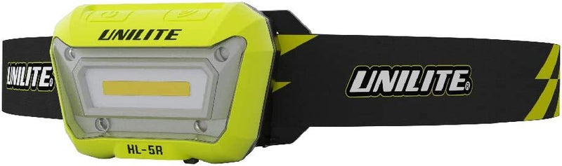 Unilite HL-5R USB Rechargeable High Power LED Motion Sensor Head Torch Light | 325 Lumen | Hands Free | IP65 | None Slip Head Band