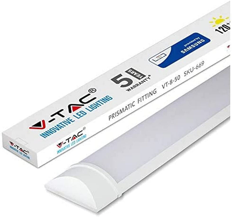 V-TAC 4ft 40w Samsung Chip Flat LED Linear Batten Tube Lamp in Daylight 6400k