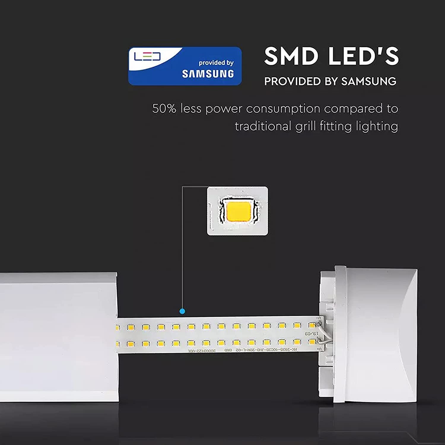 V-TAC 6ft 60w Samsung Chip Flat LED Linear Batten Tube Lamp in Daylight 6400k