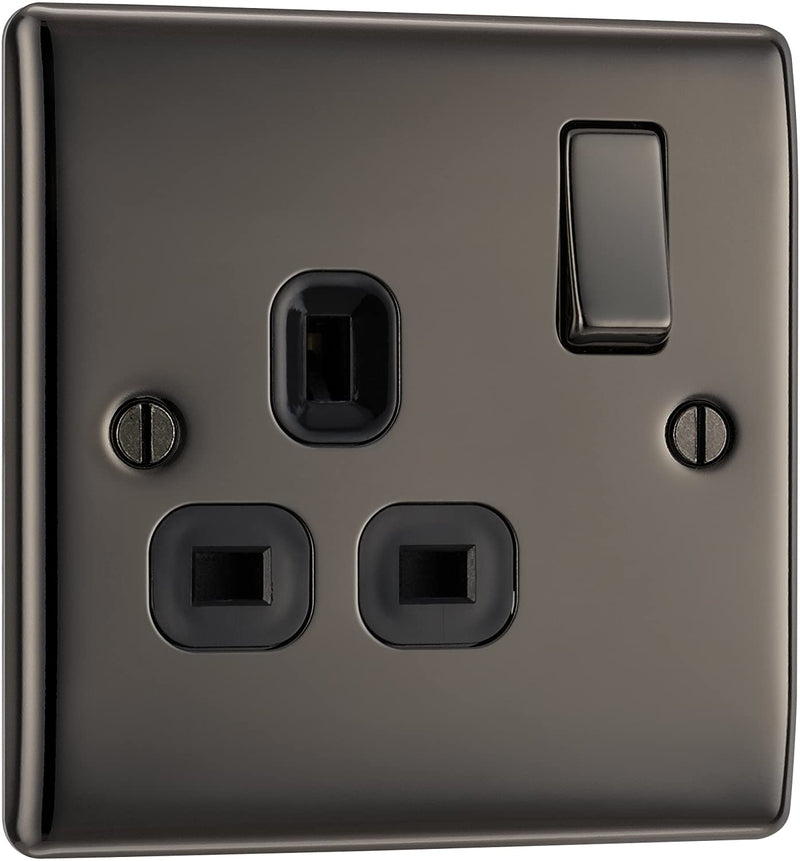 BG Nexus Metal Single Socket in Black Nickel with Black Inserts - NBN21B-01