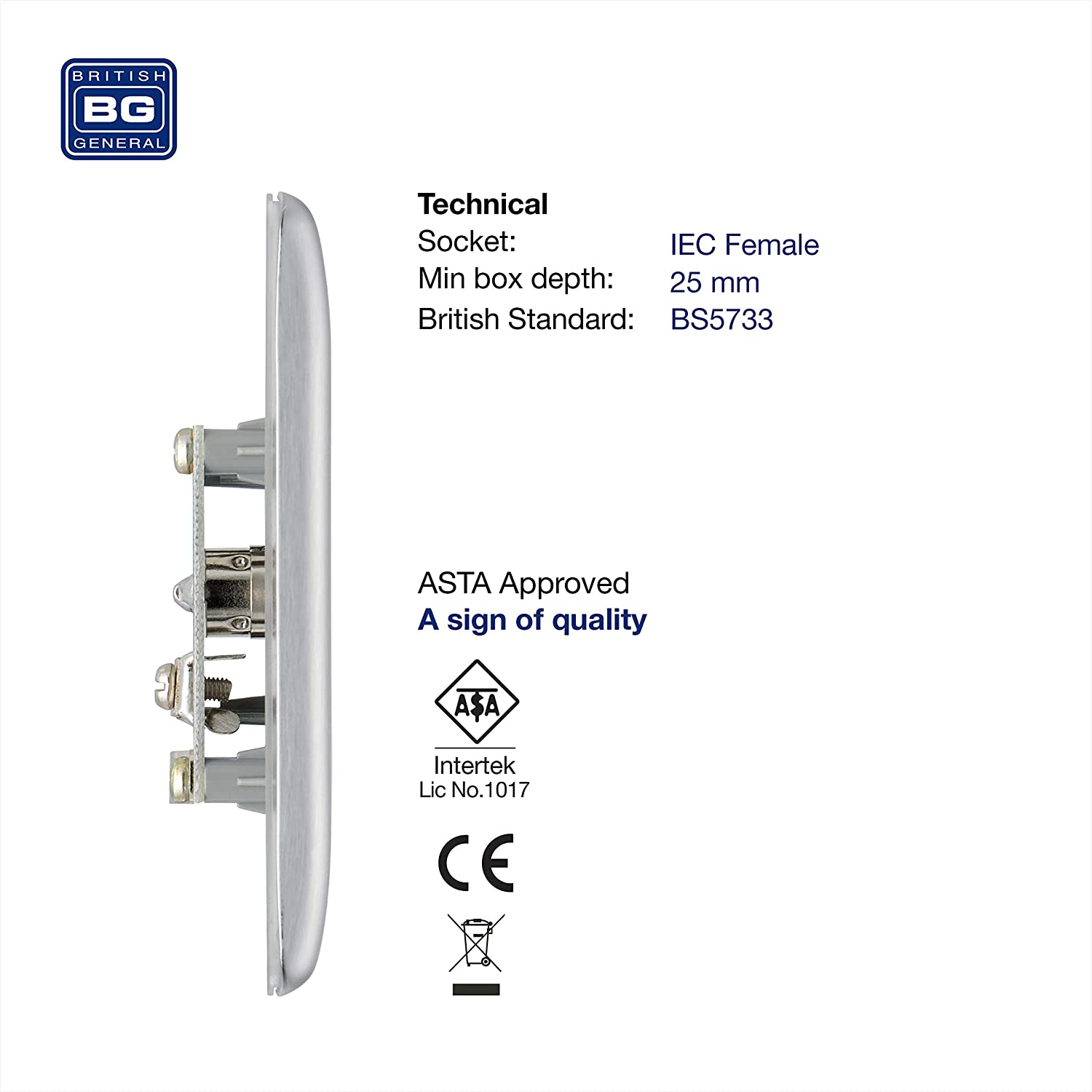 BG Nexus Metal TV Coax Point in Brushed Steel - NBS60-01