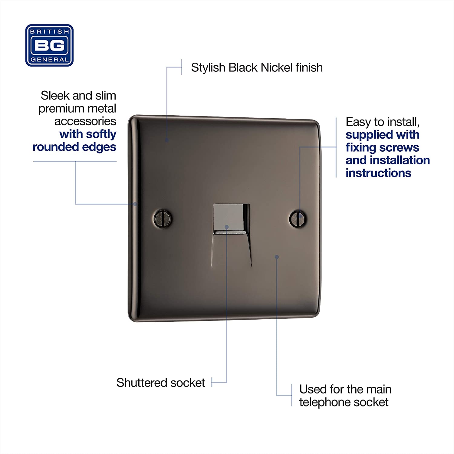 BG Nexus Metal Master Telephone Point in Black Nickel - NBNBTM1-01