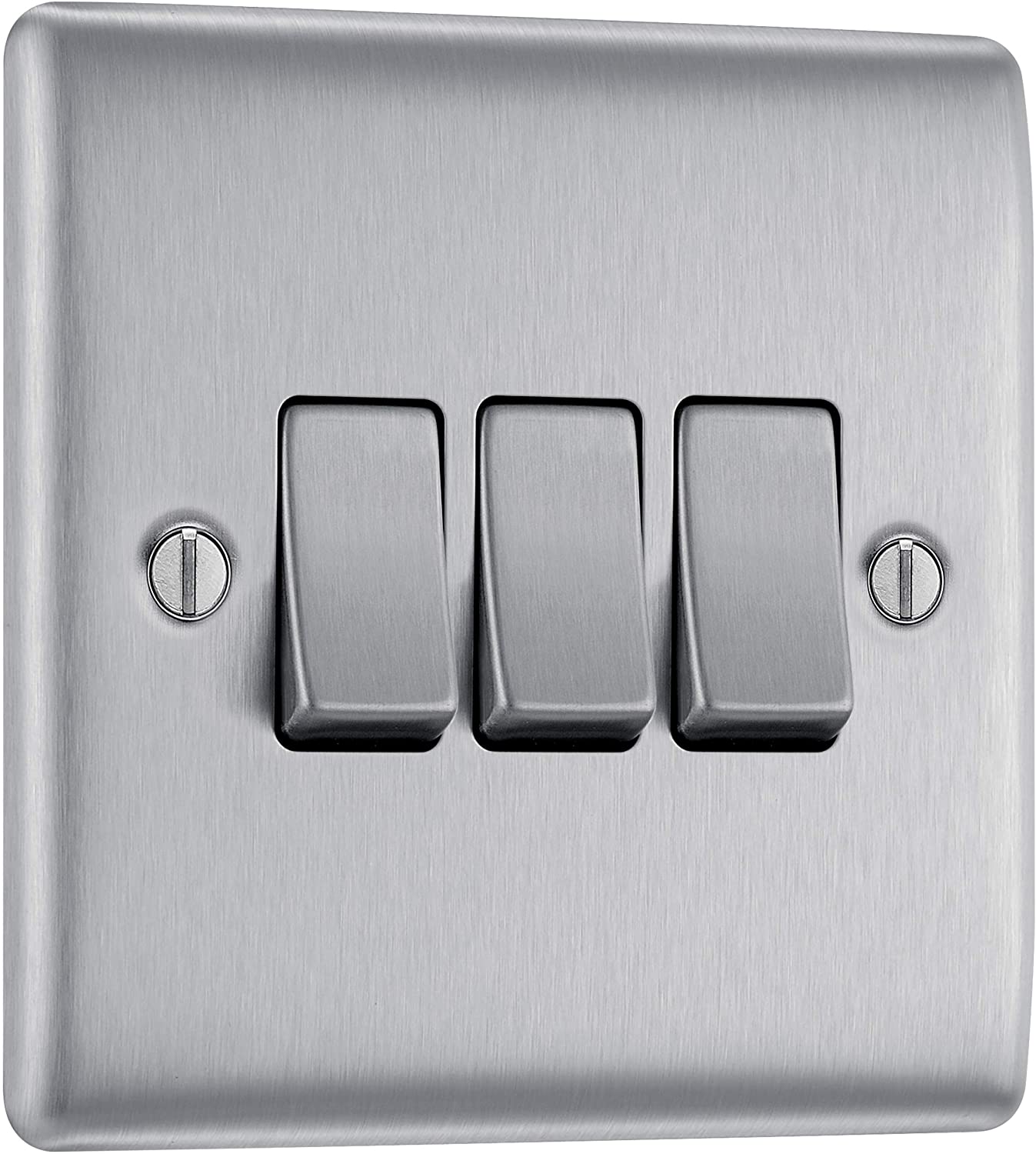 BG Nexus Metal 3 Gang Switch in Brushed Steel - NBS43-01