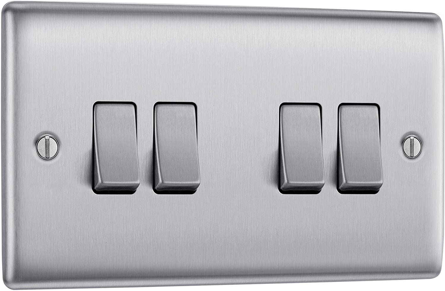 BG Nexus Metal 4 Gang Switch in Brushed Steel - NBS44-01
