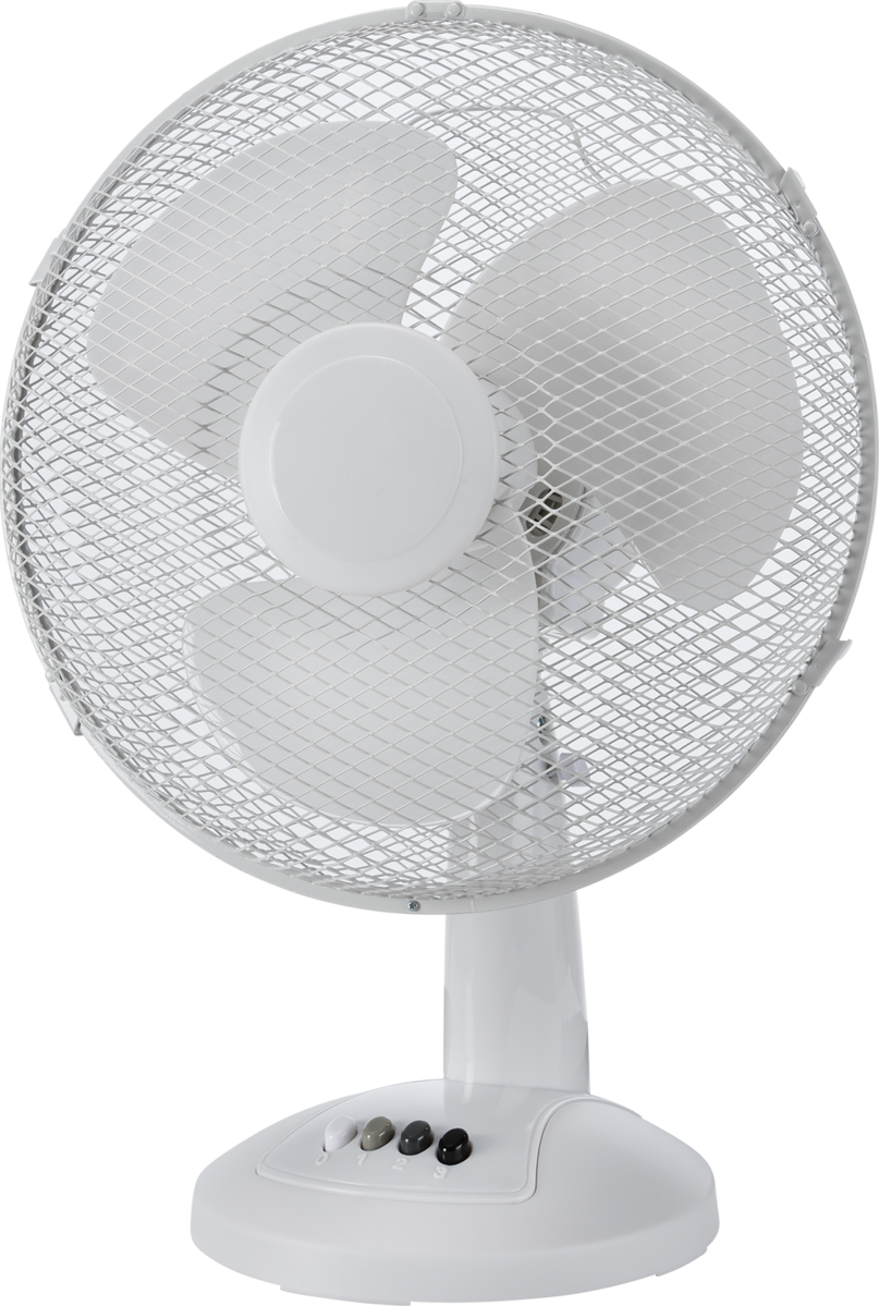 12 inch Desktop Fan 3 Speed Oscillating Portable in White 40W