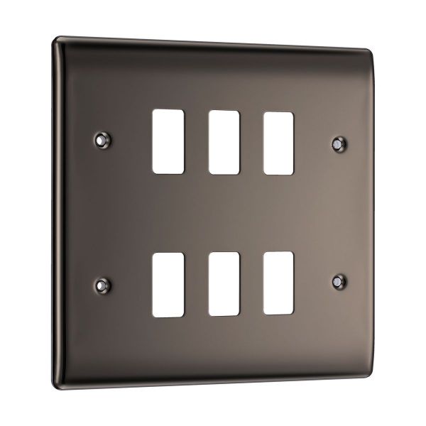 BG Nexus Grid 6 Gang Frontplate in Black Nickel - RNBN6-01