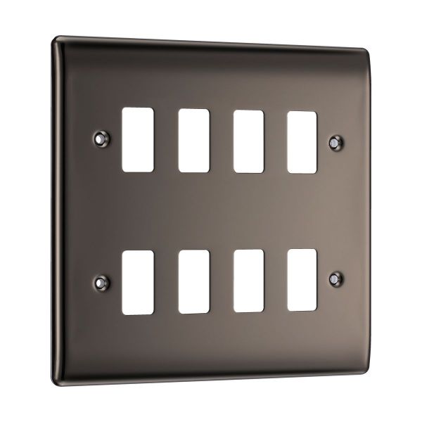BG Nexus Grid 8 Gang Frontplate in Black Nickel - RNBN8-01