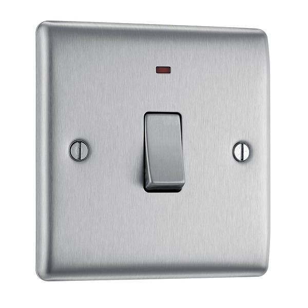 BG Nexus Metal 20 Amp DP Switch with Neon in Brushed Steel - NBS31-01