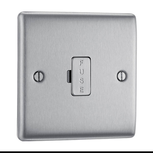 BG Nexus Metal Un-Switched Fused Spur in Brushed Steel - NBS54-01