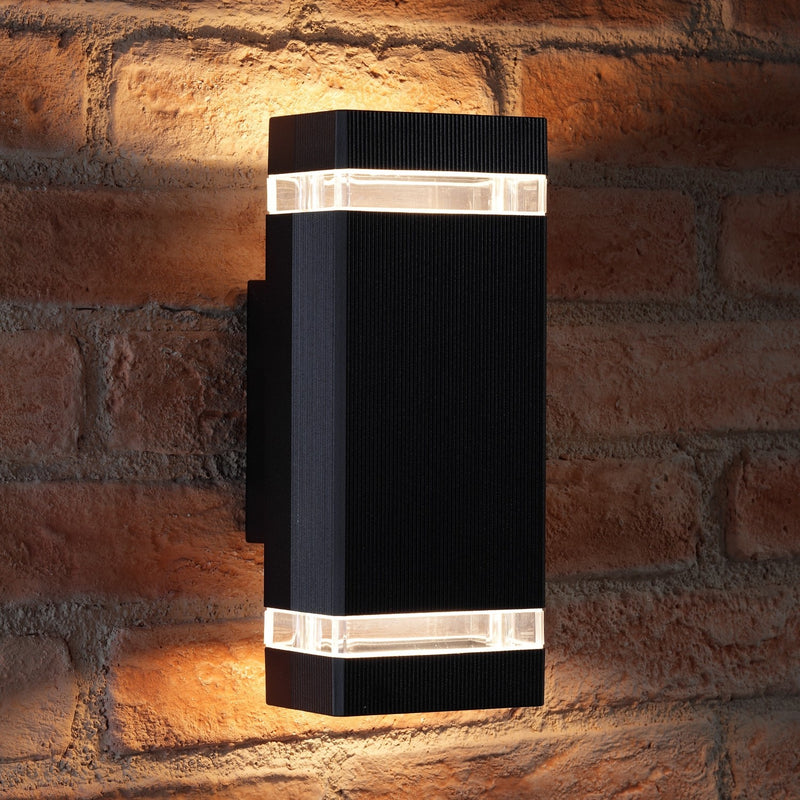 Auraglow Outdoor Double Up & Down Wall Light - CHILTON - Black