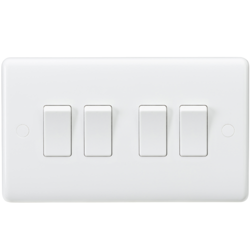 ML Curved Edge 10AX 4 Gang 2-Way Switch in White