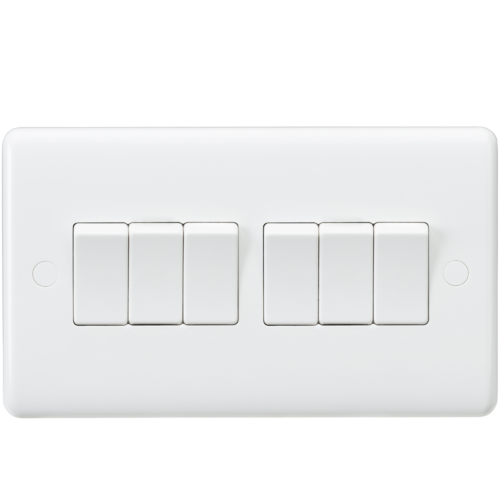 ML Curved Edge 10AX 6 Gang 2-Way Switch in White CU4200