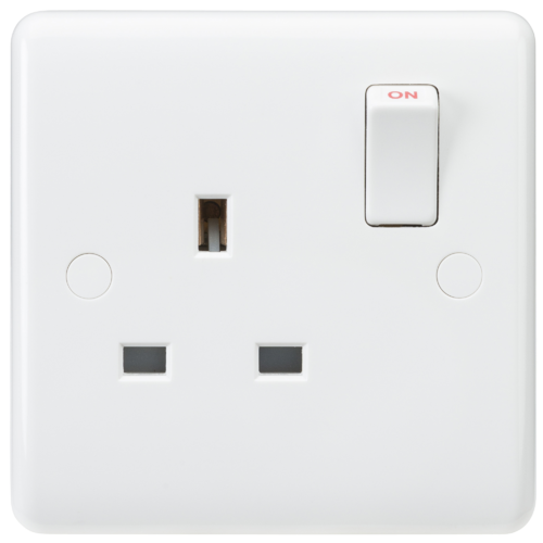 ML Curved Edge 13A 1 Gang Double Pole Switched Single Socket in White