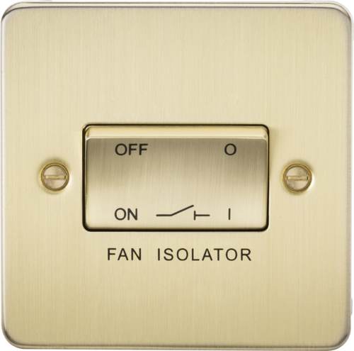 ML Flat Plate 10AX 3 Pole Fan Isolator Switch - Brushed Brass