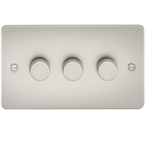 ML Flat Plate 3 Gang 2 Way 10-200W (5-150W LED) Trailing Edge Dimmer - Pearl