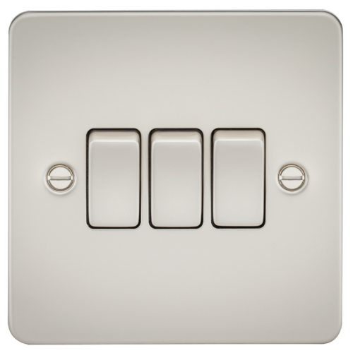 ML Flat Plate 10AX 3 Gang 2- way switch - Pearl