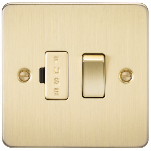 ML Flat Plate 13A Switched Fused Spur Unit - Brushed Brass