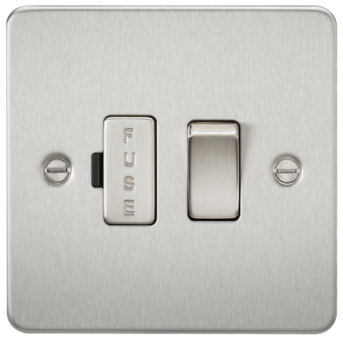 ML Flat Plate 13A Switched Fused Spur Unit - Brushed Chrome