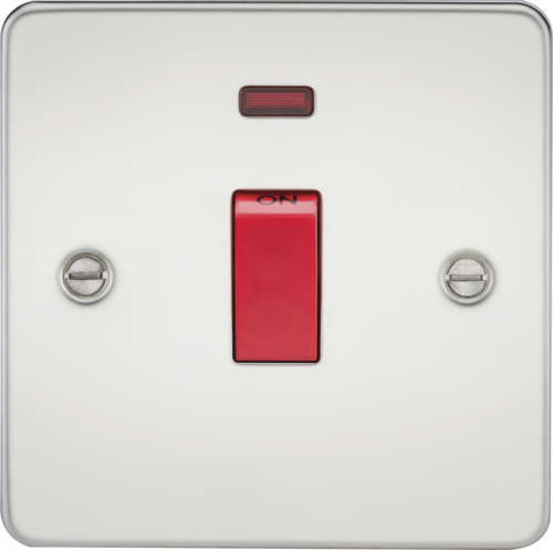 ML Flat Plate 45A 1 Gang DP Switch with Neon - Polished Chrome