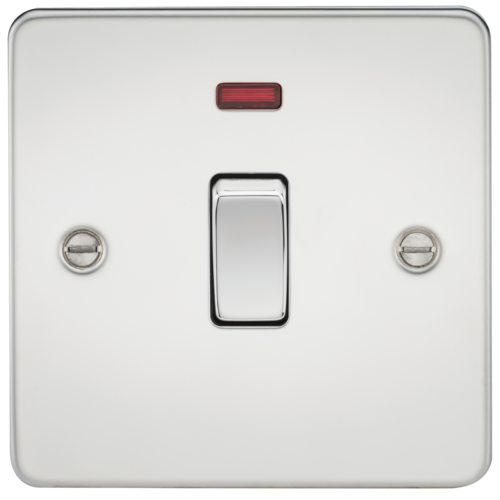 ML Flat Plate 20A 1 Gang DP Switch with Neon - Polished Chrome