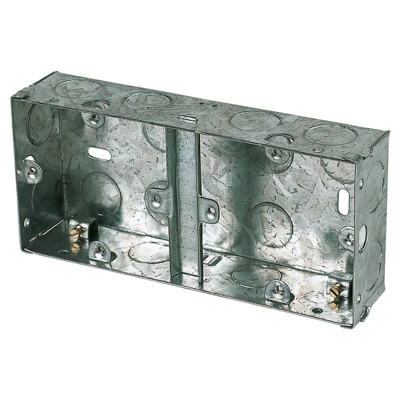 35mm Dual Galvanised Steel Knockout Metal Back Box