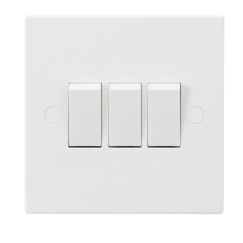 ML Square Edge 10AX 3 Gang 2-Way Switch in White