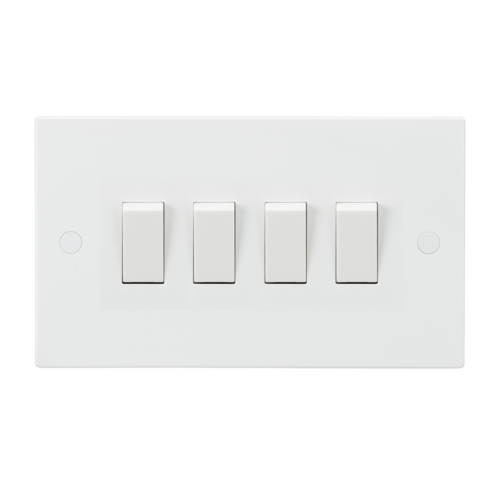 ML Square Edge 10AX 4 Gang 2-Way Switch in White