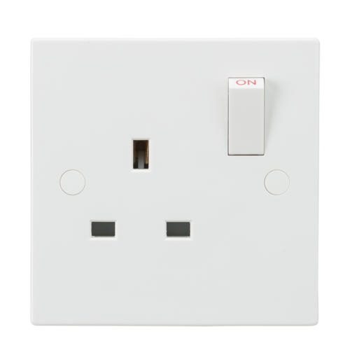 ML Square Edge 13A 1 Gang Double Pole Switched Single Socket in White