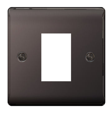 BG Nexus Metal 1 Gang Euro Module Front Plate in Black Nickel - NBNEMS1-01