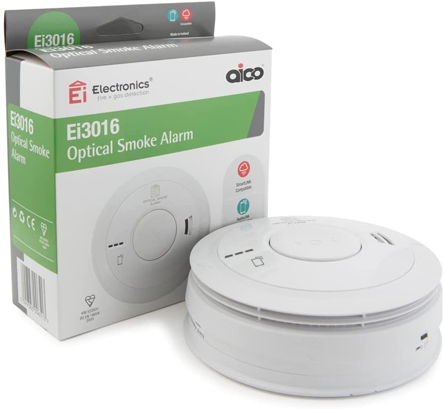 Aico Ei3016 Optical Smoke Alarm Interlinked Backup Battery 230V