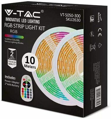 V-TAC RGB Led Strip Light 10m Colour Changing Lighting Strip with Remote