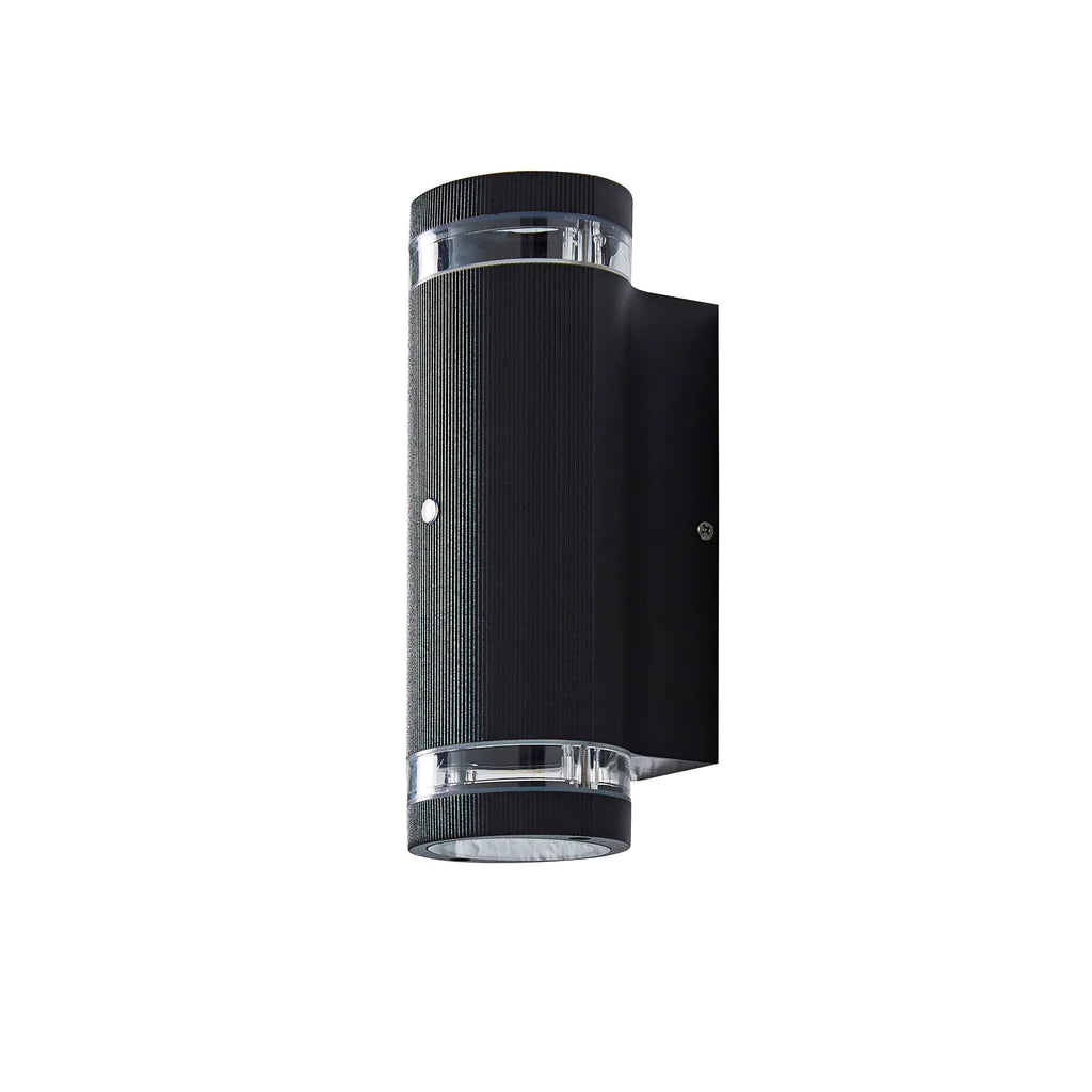 Zinc Helix Up Down Wall Light with Photocell in Black